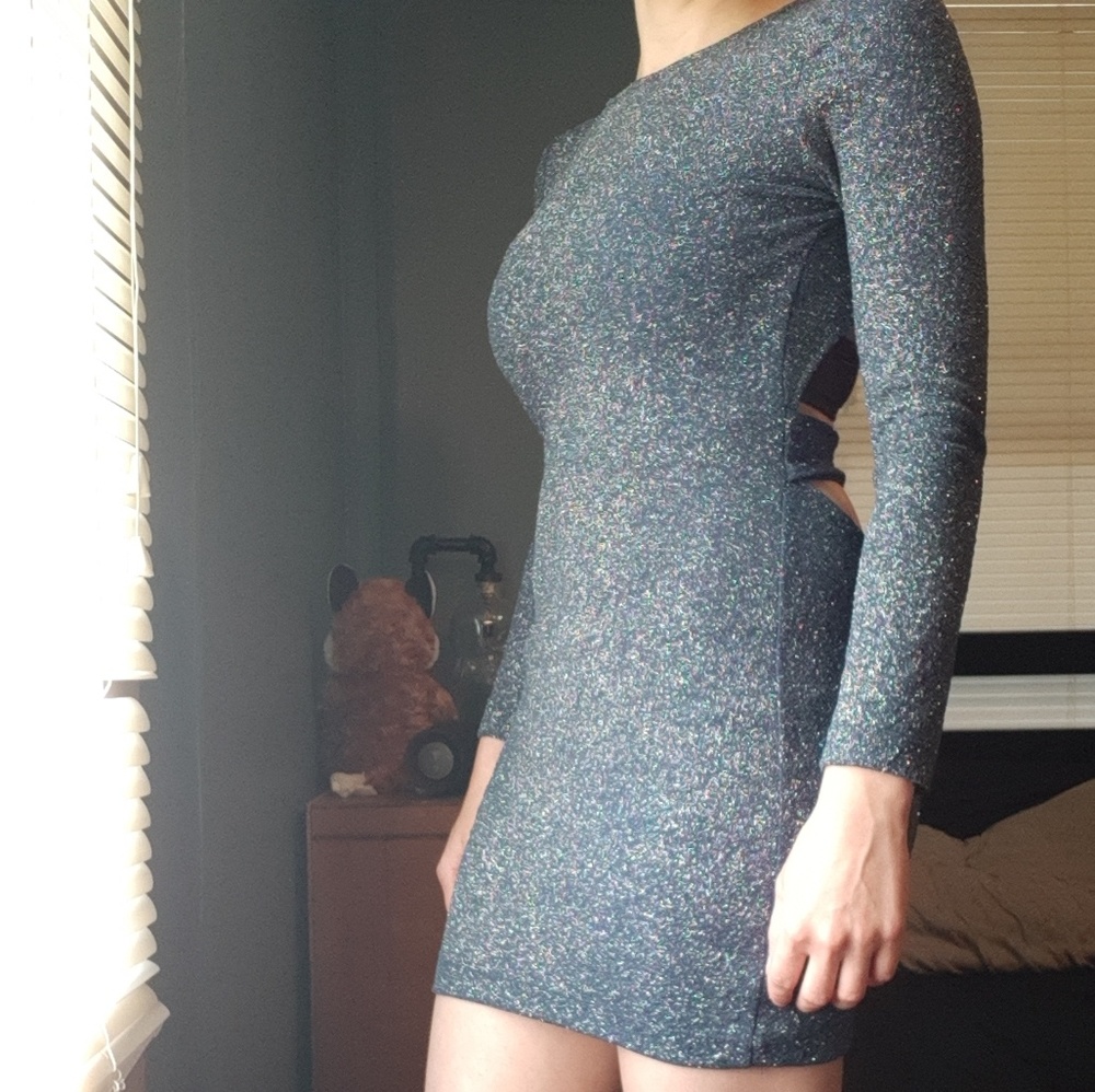 Blue glittery cocktail/homecoming dress